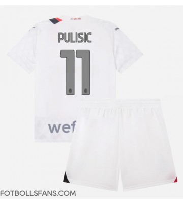 AC Milan Christian Pulisic #11 Replika Bortatröja Barn 2023-24 Kortärmad (+ Korta byxor)
